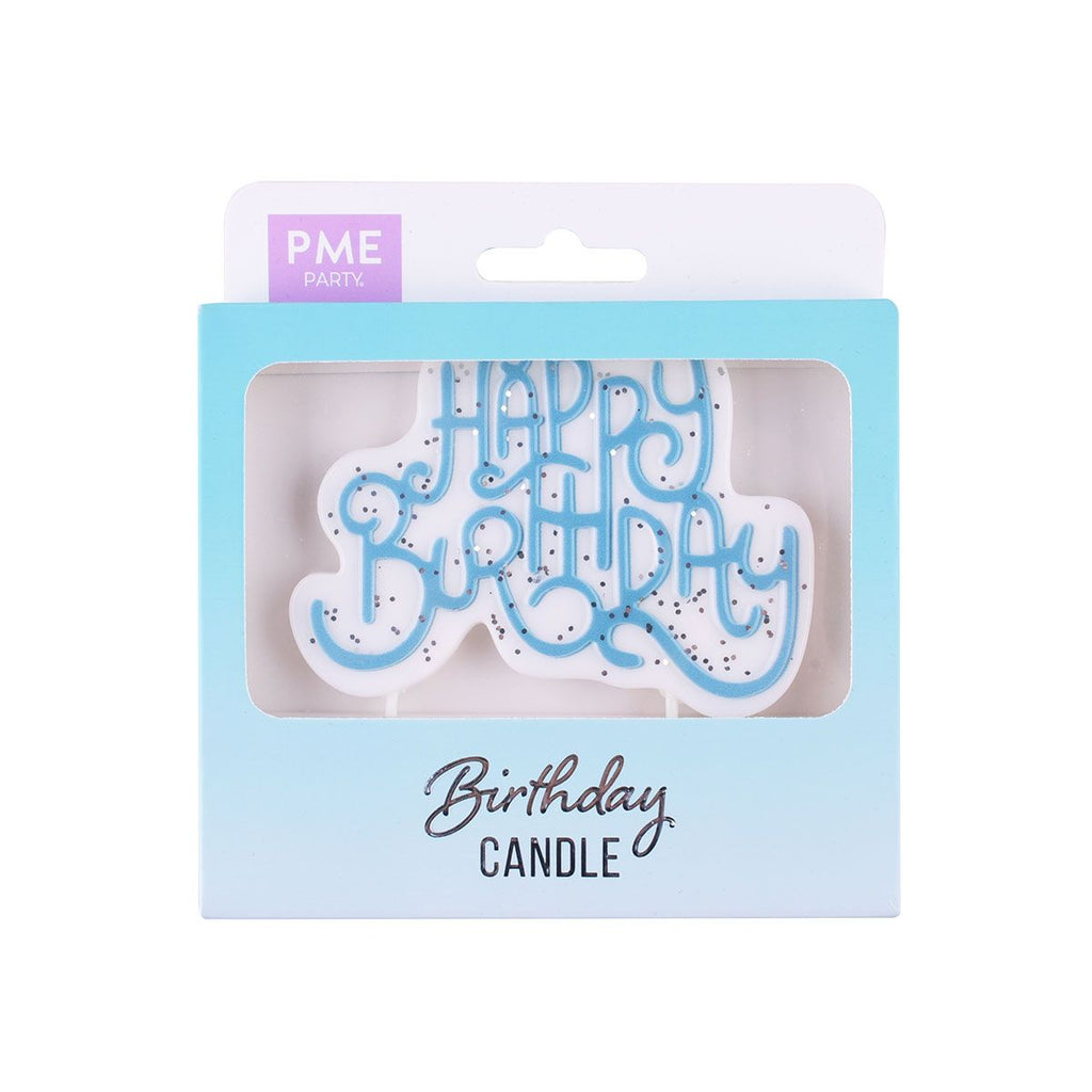 Kerzen "Happy Birthday" funkelnd blau Kerzen CakeSupplies   