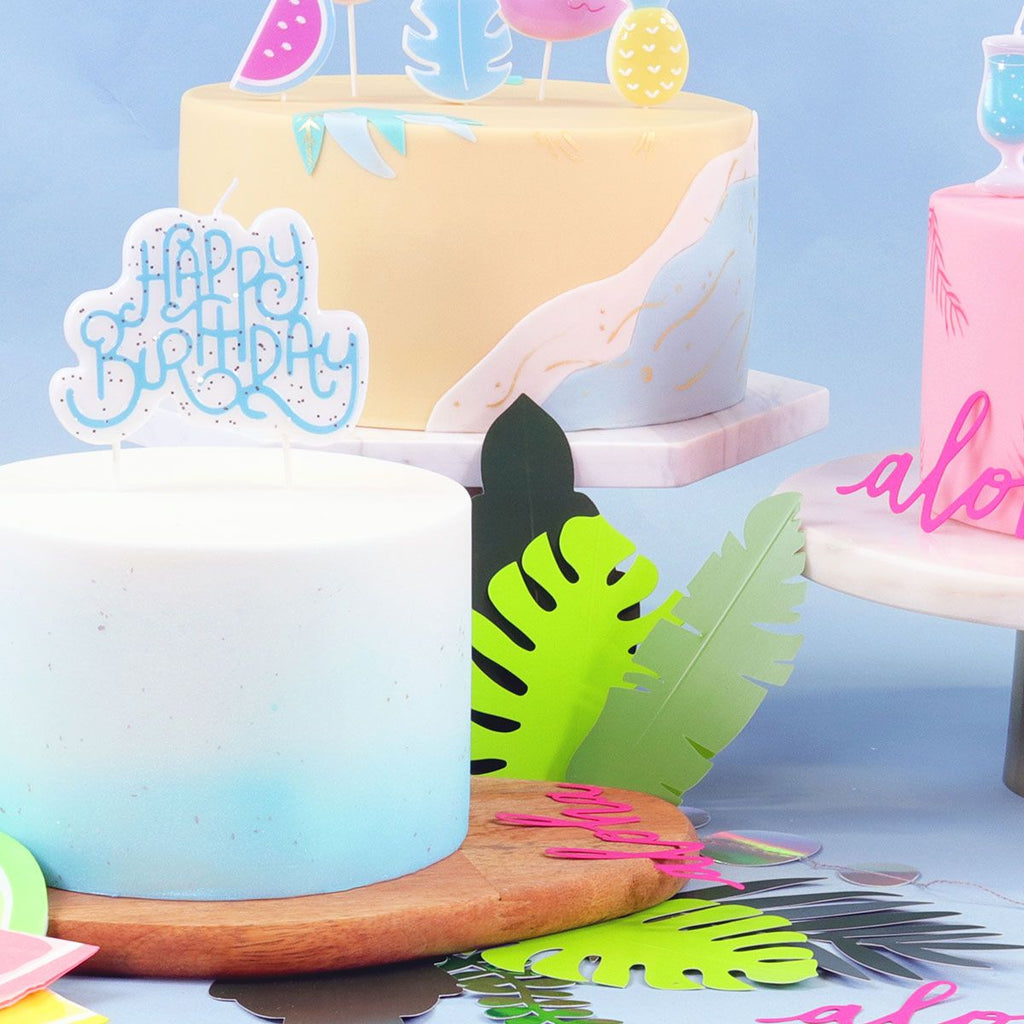 Kerzen "Happy Birthday" funkelnd blau Kerzen CakeSupplies   
