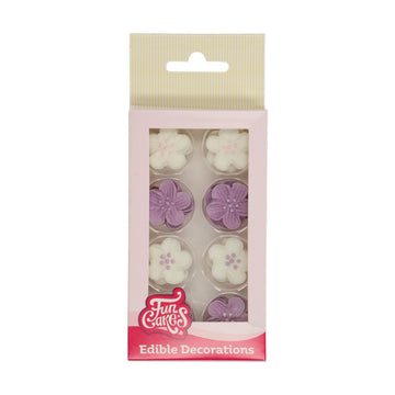 Zuckerdeko Blumen weiss und lila Zuckerdeko Cakesupplies   