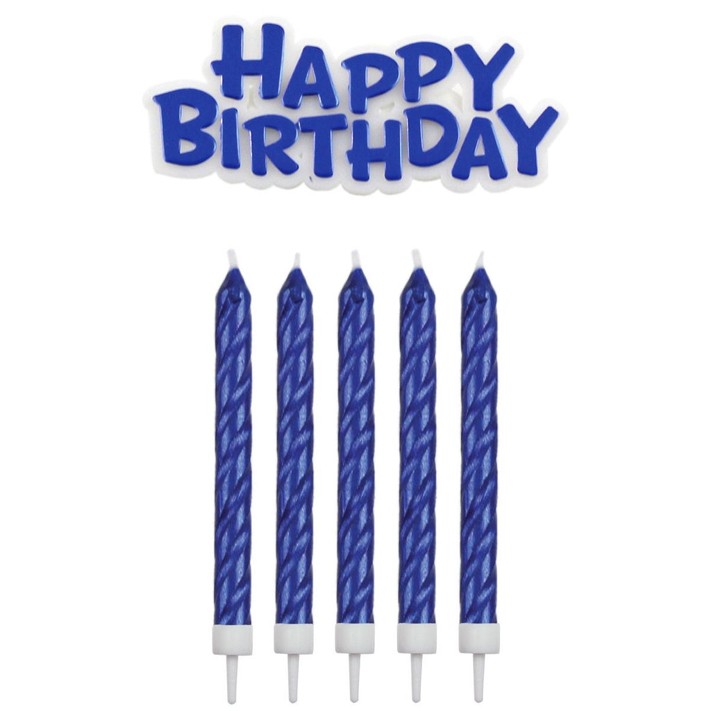 Kerzen Happy Birthday blau Kerzen CakeSupplies   