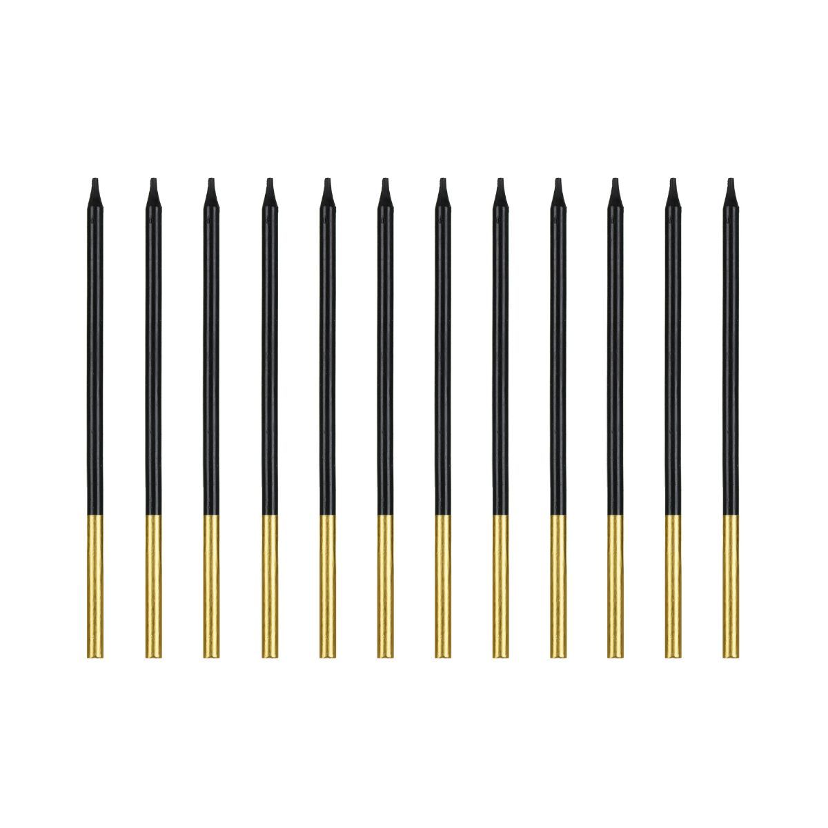 Kerzen gold schwarz 14cm - 12 Stück