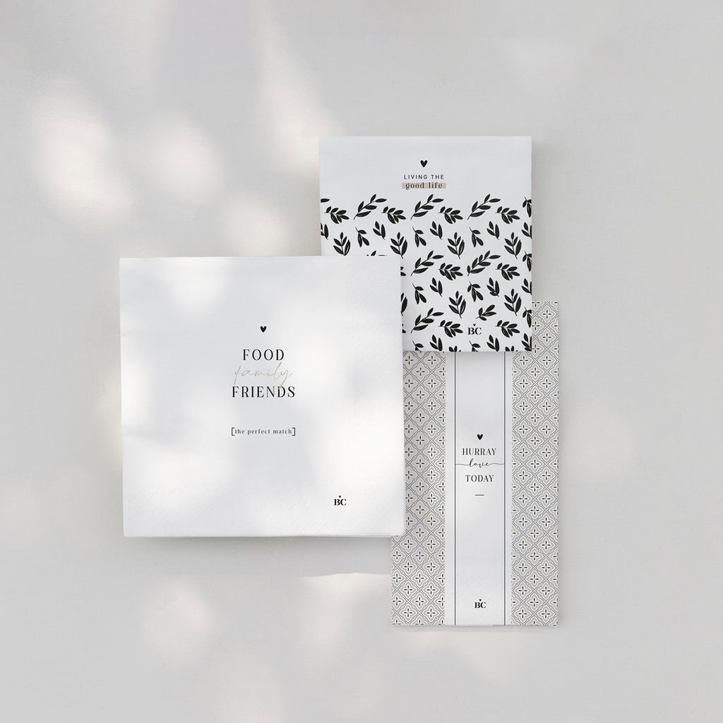 Papierserviette mit Herz und Lorbeerblätter - Living The Good Life Servietten Bastion Collections   