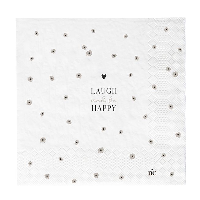 Papierserviette mit Herz und Blumen - Laugh And Be Happy Servietten Bastion Collections   