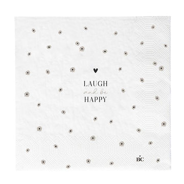 Papierserviette mit Herz und Blumen - Laugh And Be Happy Servietten Bastion Collections   