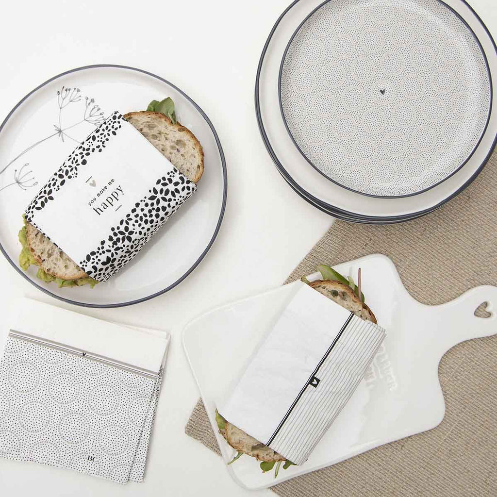 Papierserviette mit Herz und Blumenmuster - You Make Me Happy Servietten Bastion Collections   