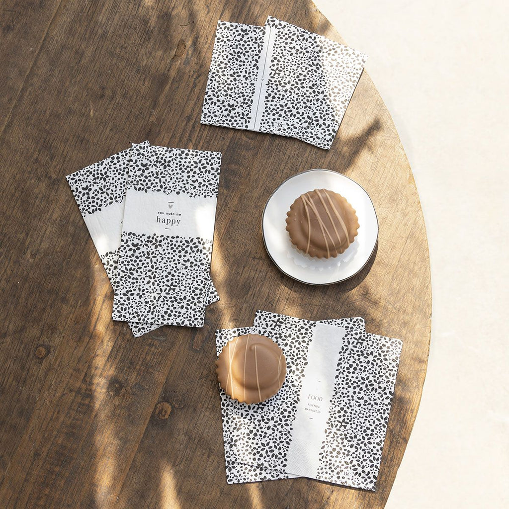 Papierserviette mit Herz und Blumenmuster - You Make Me Happy Servietten Bastion Collections   