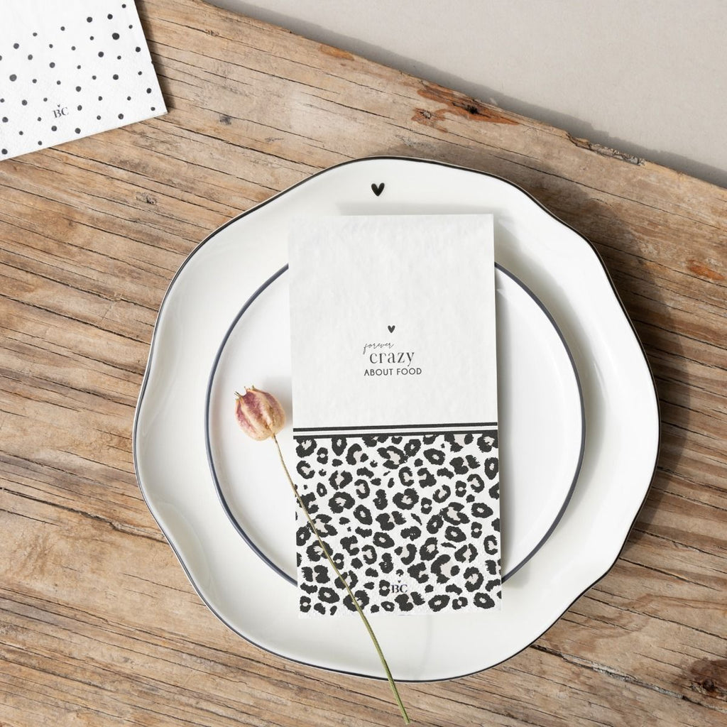 Papierserviette mit Herz und Leopardmuster - Forever Crazy About Food Servietten Bastion Collections   