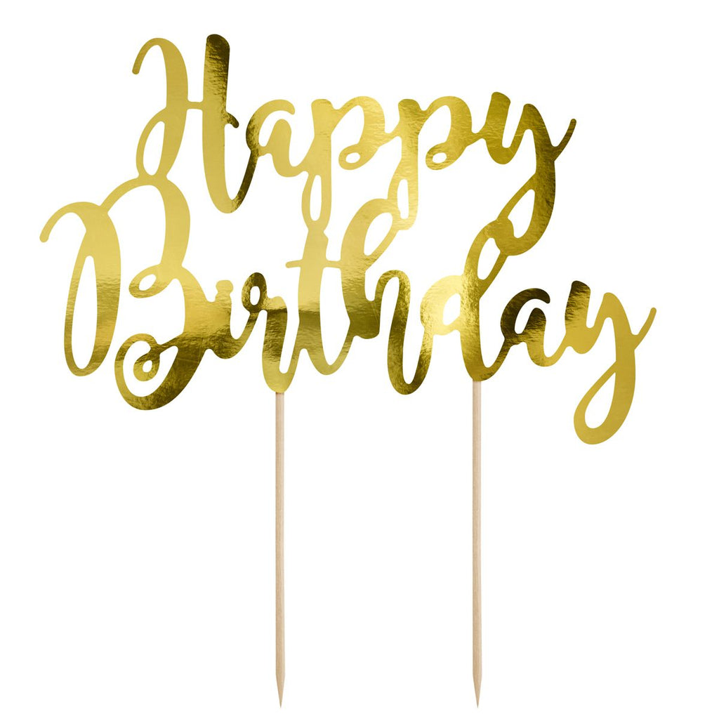 Topper Happy Birthday in div. Farben Topper Cakesupplies gold  