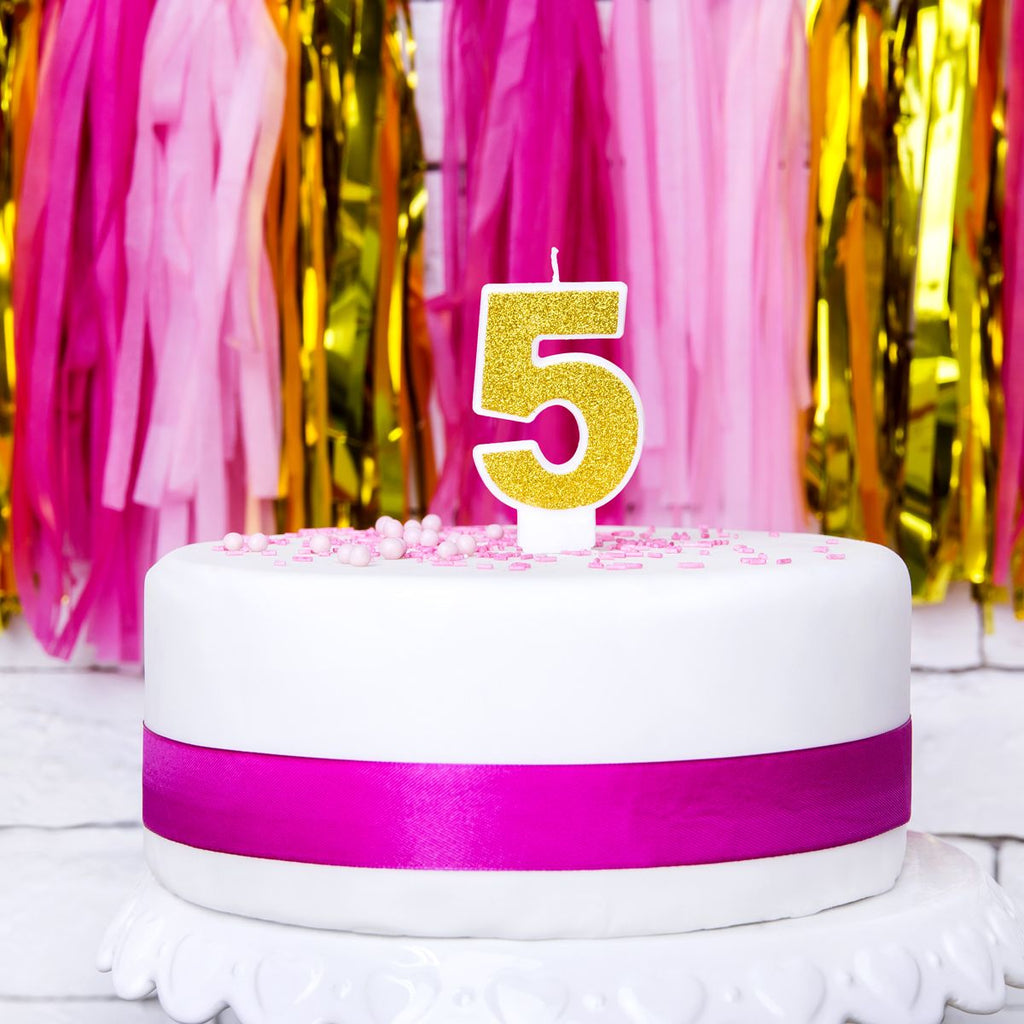 Zahlenkerze gold Kerzen CakeSupplies 5  