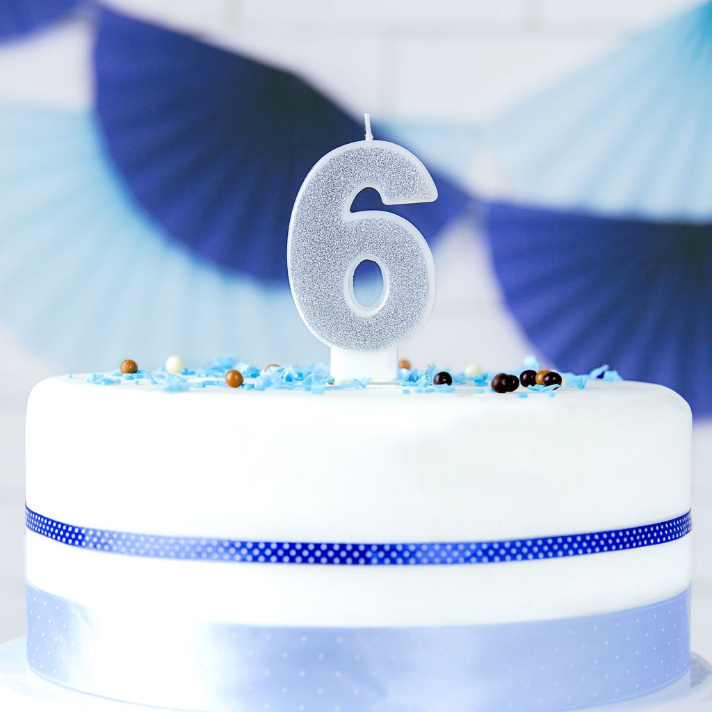 Zahlenkerze silber Kerzen CakeSupplies 6  