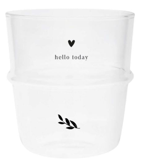 Trinkglas mit Herz und Lorbeerblatt - Hello Today Trinkglas Bastion Collections   