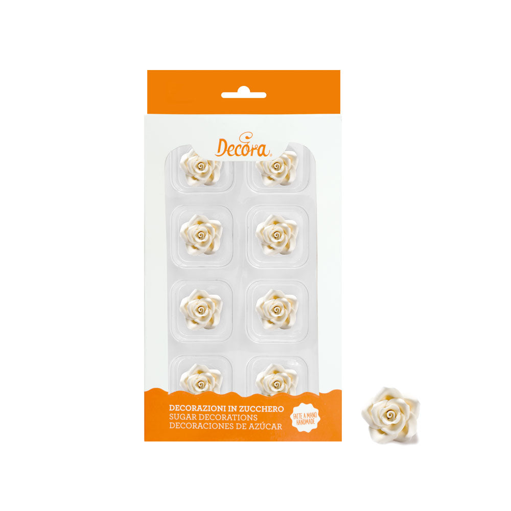 Zuckerrosen weiss in div. Grössen Zuckerdekoration Decora klein ø 2cm  